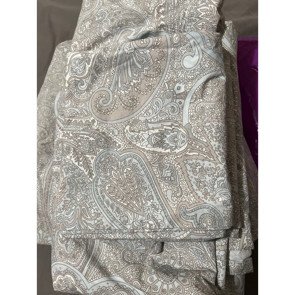 Ralph Lauren queen sheet set blue paisley 100% cotton 4 piece set heritage